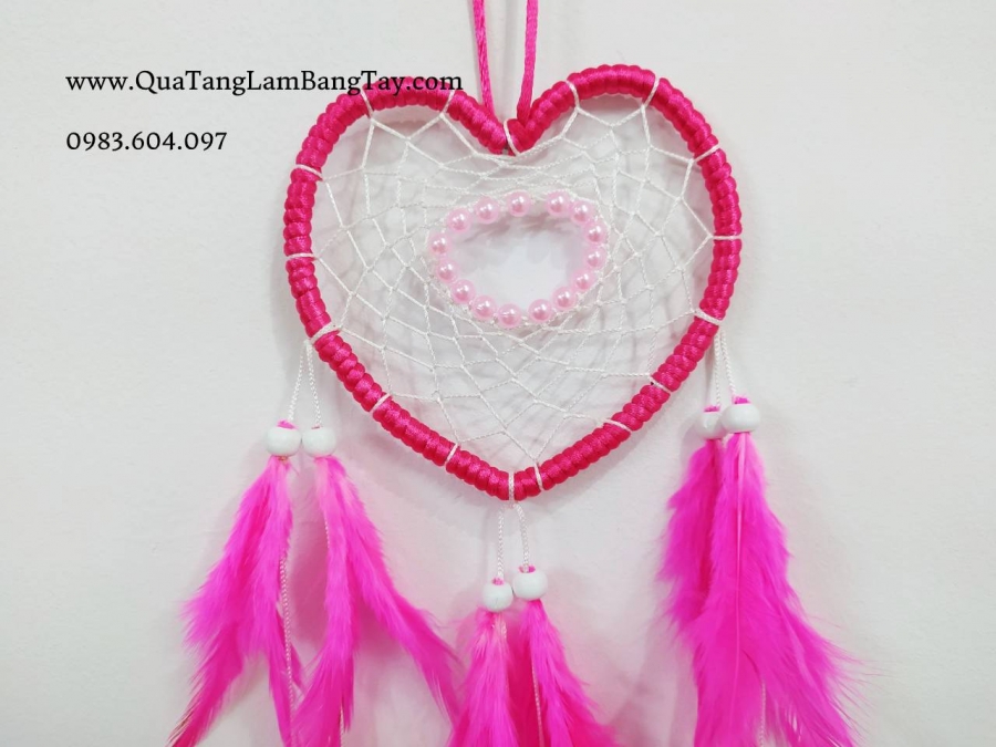 dreamcatcher trái tim màu hồng đậm